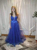 Royal Blue Lace Corset Prom Dress with Tulle Skirt Galway