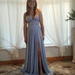 Sequin Bodice Prom Dress with Leg Slit